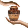 Wooden Cremation Urn with Fractal Design, Black Resin Inlay, Adult Size for Man and Women Decorative Handcrafted urn. (Small Keepsake (20 Cu in))
