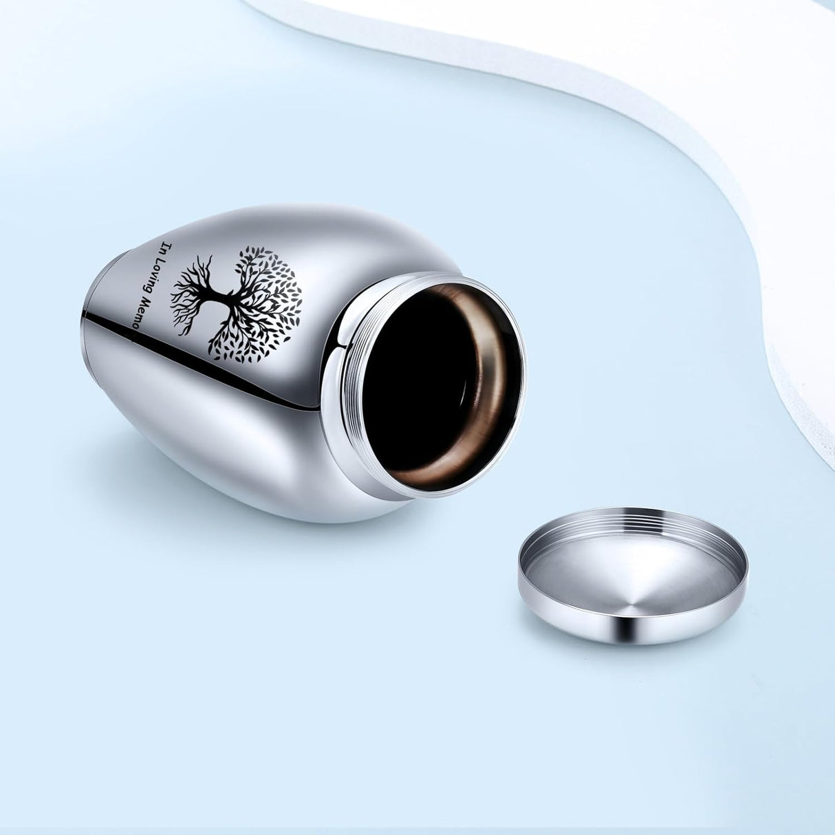 Imrsanl Cremation Urn for Human Ashes Burial Memorial Large Urns for Adult Male Female, Stainless Steel Engraved Butterfly Funeral Decorative Urns Keepsake for Women Men, 220 lbs (Silver-Tree of Life)