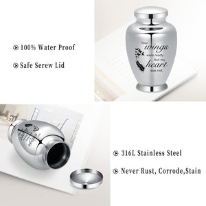 shajwo Large Cremation Urn for Ashes Human Adult Female Male Angel Wings Stainless Steel Urn for Human Ashes for Women Men Memorial Burial Funeral Decorative Urns for Ashes Keepsake Up to 220 IBS