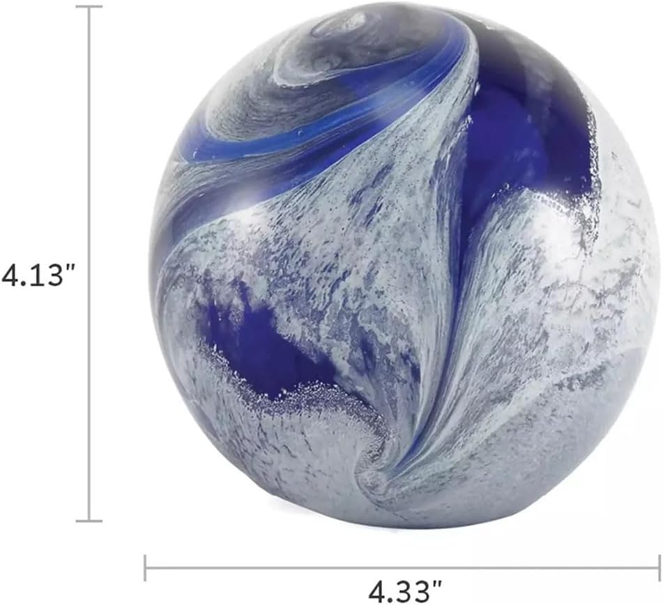 OneWorld Memorials Blue Glass Marble Swirl Ashes Keepsake Urn - Unique and Artistic Small Urn