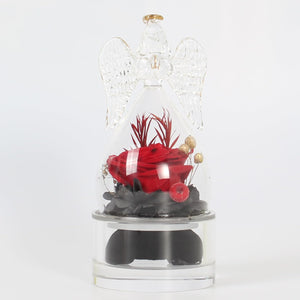Crystal Small urn with a Glass Angel Statue and an Eternal Rose,Mini urns for Human Ashes Keepsake,for dad mom Memorial Cremation Sharing Small Urn Decoration Beautiful Little urn