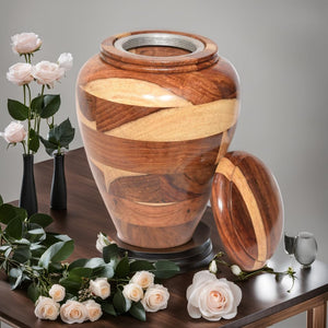Large Wooden Cremation Urn – Handcrafted Memorial for Human Ashes, Adult Funeral Urn for Men & Women (Rosewood, Large (200Cu/Inches))