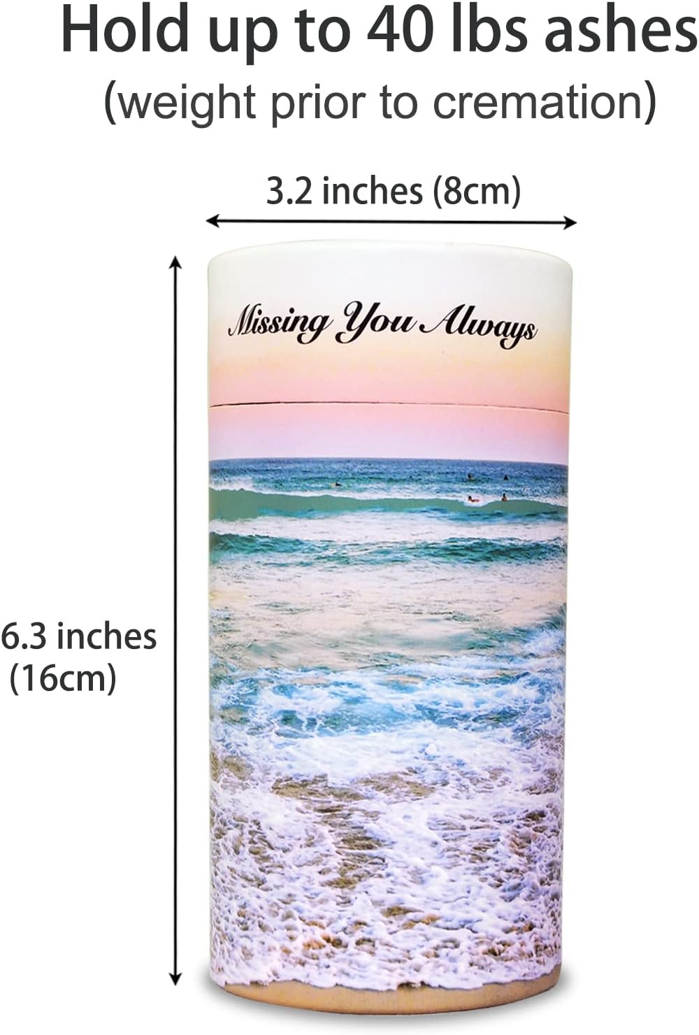 Set of 2 Biodegradable Scattering Tube Urn for Ashes, 40 lbs ECO Small Spreading Cremation Paper Urn for Human Male Female Adult Pet Dog Cat Ashes, Including Canvas Pouch(Ocean Sunset)