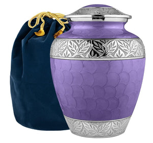 Trupoint Memorials Cremation Urn for Ashes for Women Female, Urns for Human Ashes Male, Engraved Mother of Pearl Funeral Urn for Adult Man, Silver Lining Large White