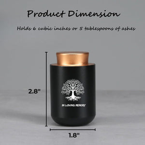 Plant Urn with Hydroponics Glass Vase, Small Urns for Human Ashes Keepsake, Memorial Keepsake Urn for Human Ashes, Mini Urns Small Urn for Ashes, Black