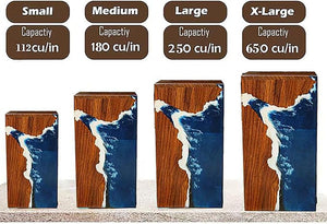 Epoxy Resin Wooden Urns for Human Ashes - Adult Male & Female Cremation Urns (Medium 9'X5.5, 180cu/in)