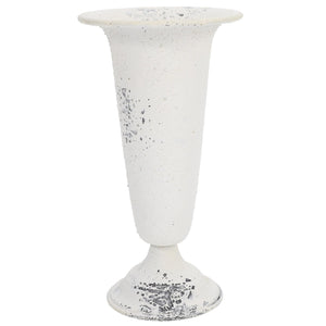 Kichvoe Vintage Metal Vase, Trumpet Vase Rustic Urn Planter Wedding Centerpiece Flower Arrangement Pot Plant Pot for Wedding Party Reception White,9.29 X 4.72 Inches