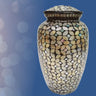 Mosaic Glass Cremation Urn - Hand Made Funeral Urn for Human Ashes - Large Adult Size Burial Urn - Hand Applied Individual Tiles Create a one of a Kind Work of Art - 200 cu in (Blue)