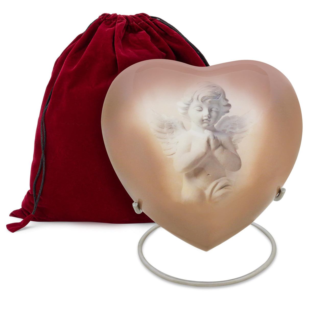 Patriotic Hearts Eagle Urn for Human Ashes | American Flag Cremation Urn for Adults, Veteran, Medium Size, Handmade Funeral Urns with Velvet Bag