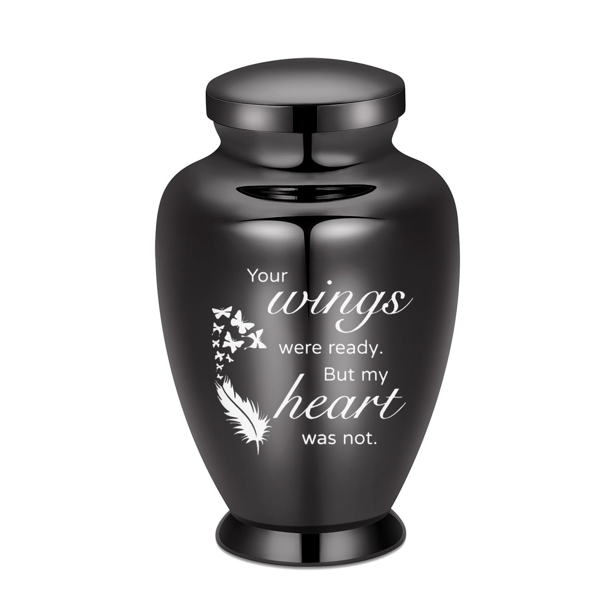 shajwo Large Cremation Urn for Ashes Human Adult Female Male Angel Wings Stainless Steel Urn for Human Ashes for Women Men Memorial Burial Funeral Decorative Urns for Ashes Keepsake Up to 220 IBS