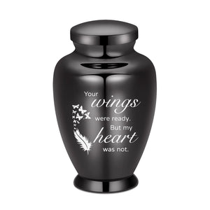 shajwo Large Cremation Urn for Ashes Human Adult Female Male Angel Wings Stainless Steel Urn for Human Ashes for Women Men Memorial Burial Funeral Decorative Urns for Ashes Keepsake Up to 220 IBS