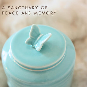 LASTINGTAILS Baby urn Blue Butterfly&Heart Urn for Baby Boy Ashes small urn for human ahses