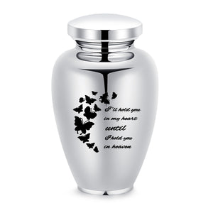 Imrsanl Cremation Urn for Human Ashes Burial Memorial Large Urns for Adult Male Female, Stainless Steel Engraved Butterfly Funeral Decorative Urns Keepsake for Women Men, 220 lbs (Silver-Tree of Life)