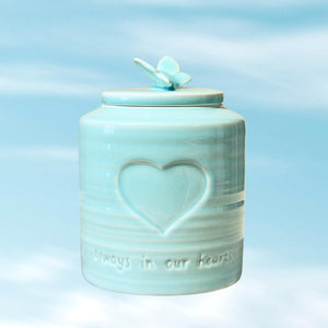 LASTINGTAILS Baby urn Blue Butterfly&Heart Urn for Baby Boy Ashes small urn for human ahses