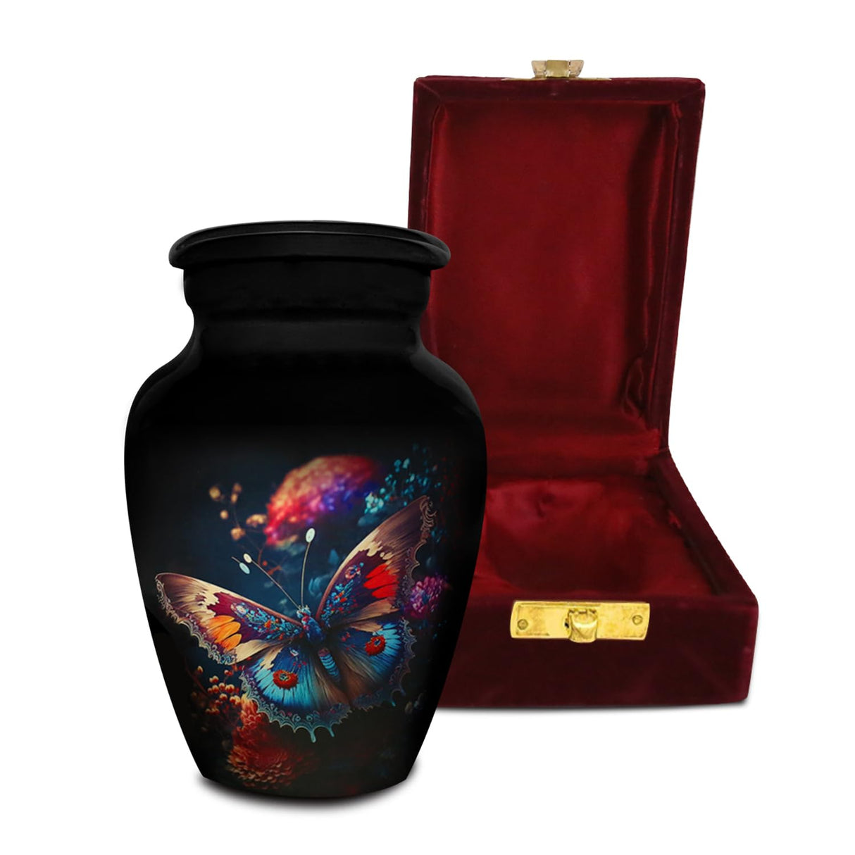 Patriotic Hearts Eagle Urn for Human Ashes | American Flag Cremation Urn for Adults, Veteran, Medium Size, Handmade Funeral Urns with Velvet Bag