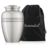 Reminded Adult Cremation Memorial Urn for Human Ashes, Gold with Black Stripe Brass Funeral Urn with Velvet Bag