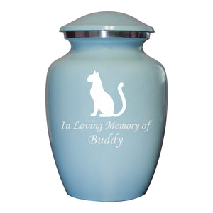 Blue Footprint Angel Wings Cremation Urn for Infants, Babies, Baby Boy, Urn, Ash Urns with Personalized Engraving (Footprint, Small)