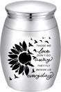 CREATCABIN Sunflower Ashes Urn Keepsake Butterflies Cremation Urn Mini Urns Stainless Steel Memorial Ashes Holder Container Jar for Human Ashes Dad Remains 1.18x1.57 Inch-Those We Love Don't Go Away