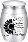 CREATCABIN Sunflower Ashes Urn Keepsake Butterflies Cremation Urn Mini Urns Stainless Steel Memorial Ashes Holder Container Jar for Human Ashes Dad Remains 1.18x1.57 Inch-Those We Love Don't Go Away