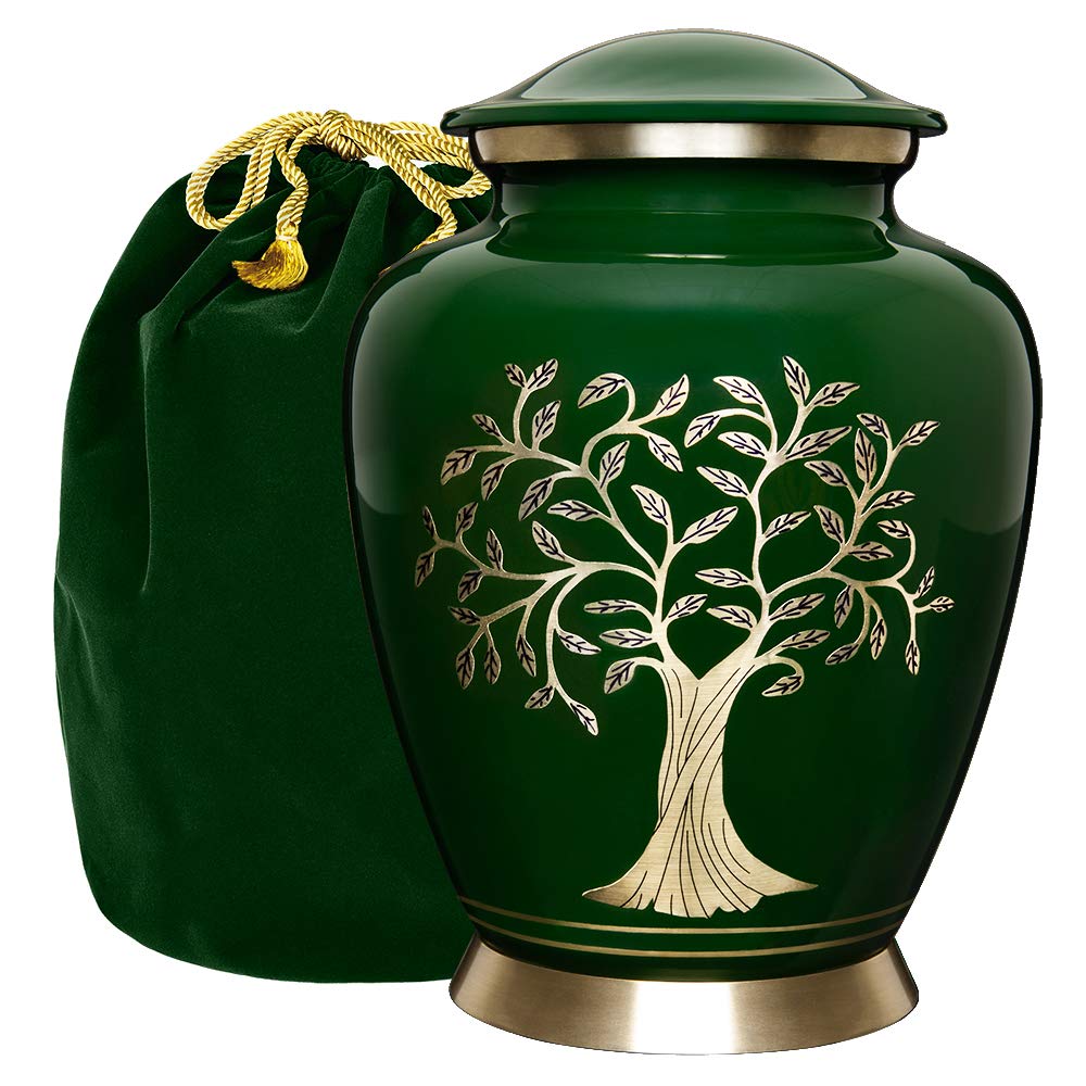 Trupoint Memorials Cremation Urns for Human Ashes, Tree of Life Decorative Burial Urn for Adult Men and Women, Large White