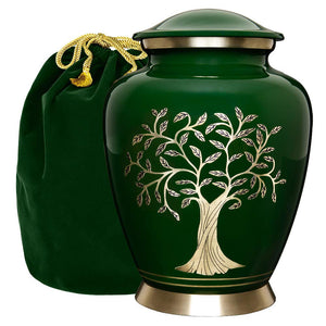 Trupoint Memorials Cremation Urns for Human Ashes, Tree of Life Decorative Burial Urn for Adult Men and Women, Large White