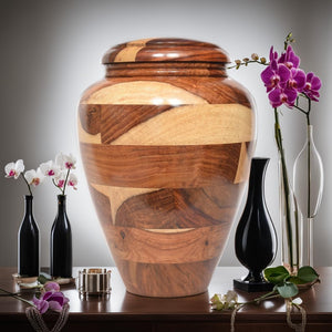 Large Wooden Cremation Urn – Handcrafted Memorial for Human Ashes, Adult Funeral Urn for Men & Women (Rosewood, Large (200Cu/Inches))