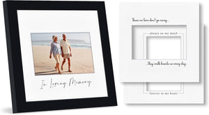 Americanflat Memorial Picture Frame with Shatter-Resistant Glass - Use as 4x6 Picture Frame with 3 Interchangeable Mats or Display 8x8 Photos without Mat - Signature Collection - Funeral Gifts - Black
