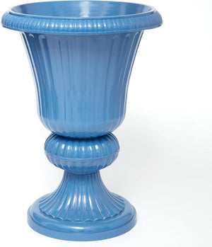 BrylaneHome Embry Urn Plastic Planter 14.5" W x 20" H - Drainage Hole, Suitable for Outdoor & Garden - Bronze