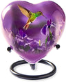 Trupoint Memorials Small Urns for Human Ashes Keepsake, Mini Heart Urn with Stand, Decorative Cremation Urns for Adult Men & Women – Medium Hummingbird Heart Stand