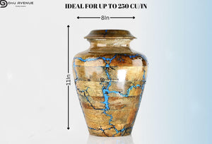 Solid Hand Turned Wooden Urns for Human Ashes Male/Female - Cremation Urns for Men/Women, Blue Decorative Urns for Ashes, Funeral Urns for Adults | X-Large (8x8x11, 250 lbs or 111.39 kg)