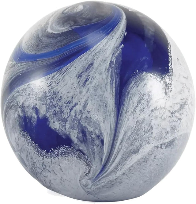 OneWorld Memorials Blue Glass Marble Swirl Ashes Keepsake Urn - Unique and Artistic Small Urn