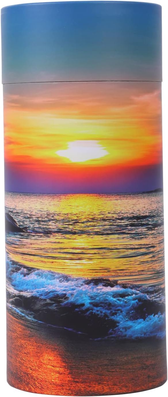 Ocean Sunset Scattering Urn – Biodegradable Scatter Tube for Ashes - Cremation Urn for Adult Ashes (Large)