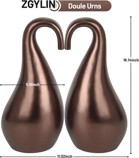 Double Urns for Human Ashes Adult Male Female,Companion Urns for Husband and Wife Together,Shape of Swan and Heart Urn for Human Ashes Adult Women Man (420 Cu/in Total)