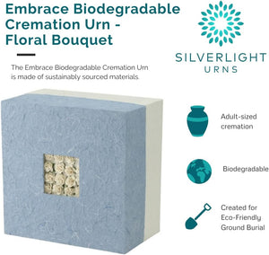 Embrace Biodegradable Urn- Floral Bouquet, Multi Color, Adult Sized Cremation Urn, 8.5 Inches Square