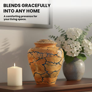 Wooden Cremation Urn for Human Ashes – Blue Epoxy Resin Adult Urn Jar, Decorative Memorial Urn for Men or Women – Funeral Burial Urn, (Medium 100 Cu/in)