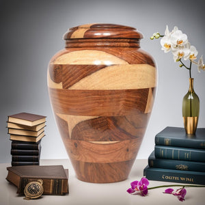 Large Wooden Cremation Urn – Handcrafted Memorial for Human Ashes, Adult Funeral Urn for Men & Women (Rosewood, Large (200Cu/Inches))