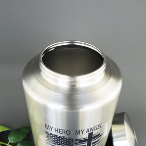 Up to 220 lbs Large Cremation Urns for Adult Male Female Ashes, Decorative Urn for Human Veteran Men Marine Patriot Ashes with Velvet Bag(Hero)