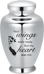 shajwo Large Cremation Urn for Ashes Human Adult Female Male Angel Wings Stainless Steel Urn for Human Ashes for Women Men Memorial Burial Funeral Decorative Urns for Ashes Keepsake Up to 220 IBS
