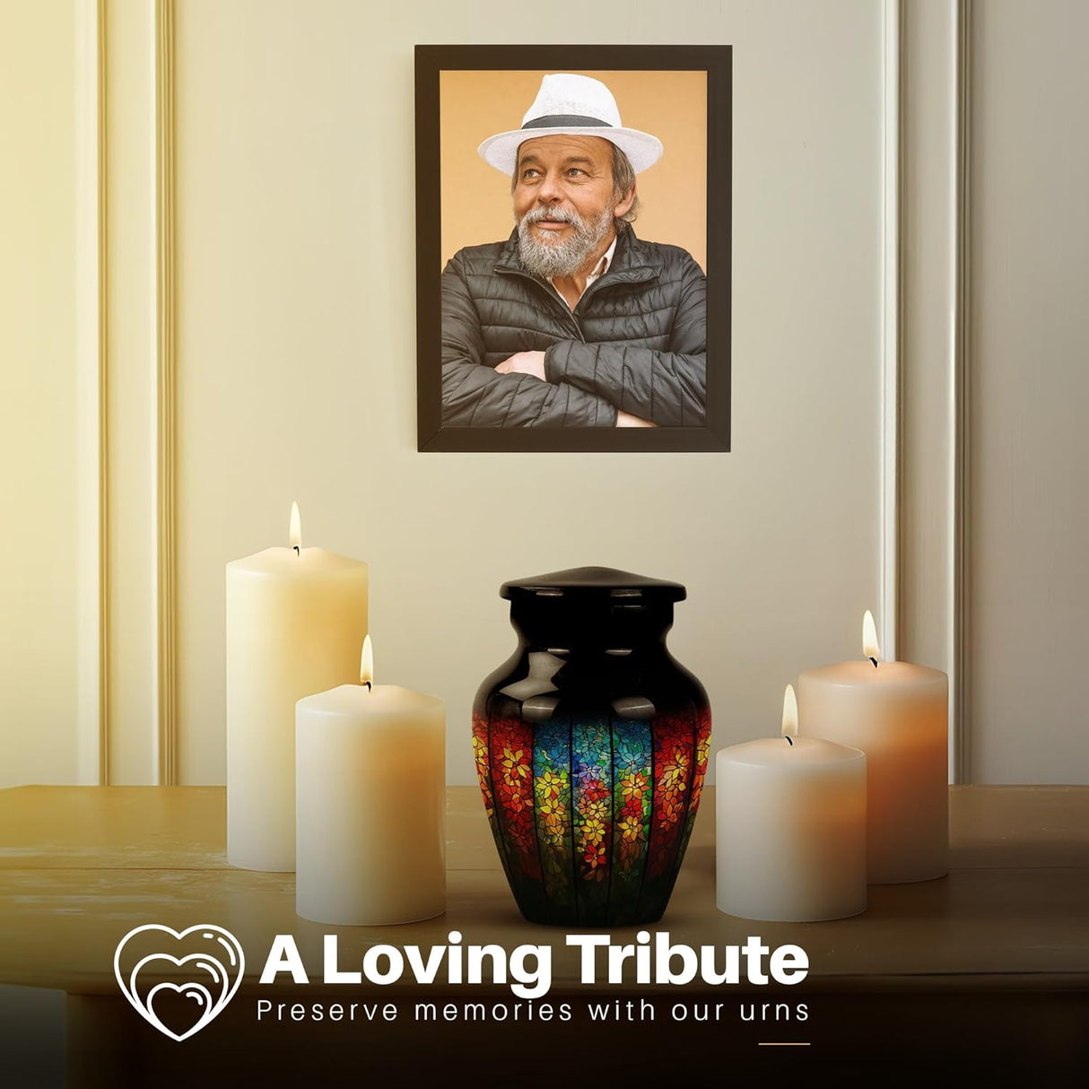 Yatskia Stained Glass Urns for Human Ashes Male & Female, Urn for Ashes Adult Male, (Pack of 1, 3 Inch)