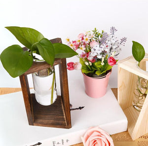 Plant Urn with Hydroponics Glass Vase, Small Urns for Human Ashes Keepsake, Memorial Keepsake Urn for Human Ashes, Mini Urns Small Urn for Ashes, Wooden Desk Decor