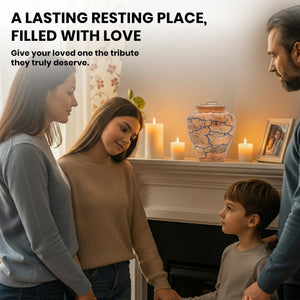 Wooden Cremation Urn for Human Ashes – Blue Epoxy Resin Adult Urn Jar, Decorative Memorial Urn for Men or Women – Funeral Burial Urn, (Medium 100 Cu/in)