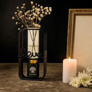 Plant Urn with Hydroponics Glass Vase, Small Urns for Human Ashes Keepsake, Memorial Keepsake Urn for Human Ashes, Mini Urns Small Urn for Ashes, Black