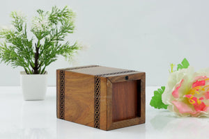 Deer Wooden Urn,Handmade Rosewood Rectangular Urn, Hand Carved Deer and Tree Design, Male Female Ashes,Decorative Urn Size Small 40 Cubic Inches Keepsake