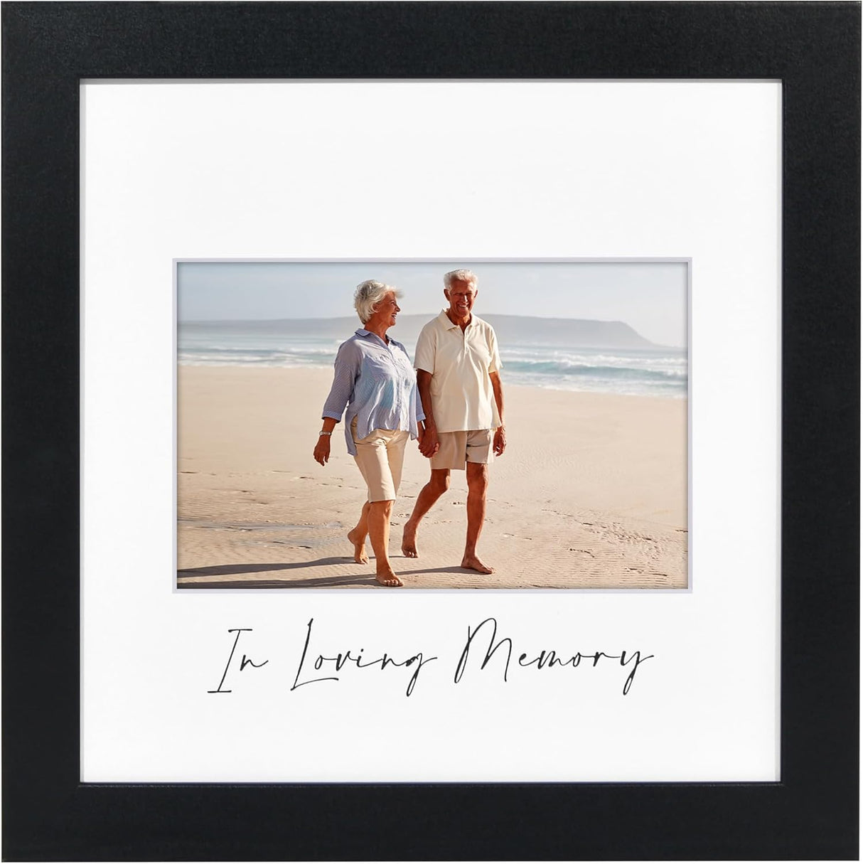 Americanflat Memorial Picture Frame with Shatter-Resistant Glass - Use as 4x6 Picture Frame with 3 Interchangeable Mats or Display 8x8 Photos without Mat - Signature Collection - Funeral Gifts - Black