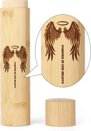 Bamboo Scattering Urns for Human Ashes,Eco Friendly Biodegradable Urn for Human Ashes,9''x2'' Small Scattering Tubes for Human Adult Ashes (Set of 4,Angel Wings Pattern)