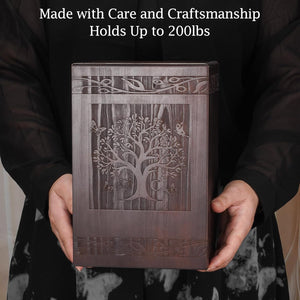 Abooxiu Cremation Urns for Human Ashes Adult Male Female, Wooden Tree of Life Medium Keepsake Urns for Ashes, Burial Funeral Memorial Decorative Urns for Men Women Pets Dog Urn- Up to 200 lbs