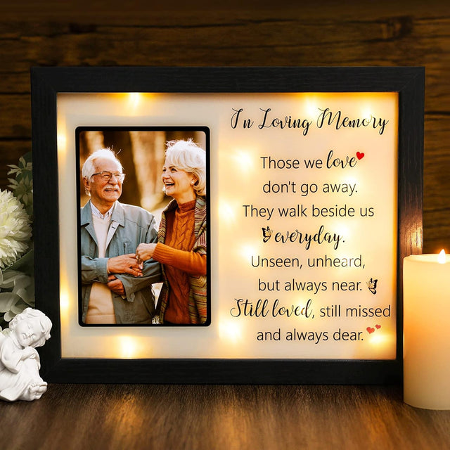 LED Shadow Box 4x6 - Memorial Picture Frame for Loss of Mother, Father, Loved One - Bereavement Gift