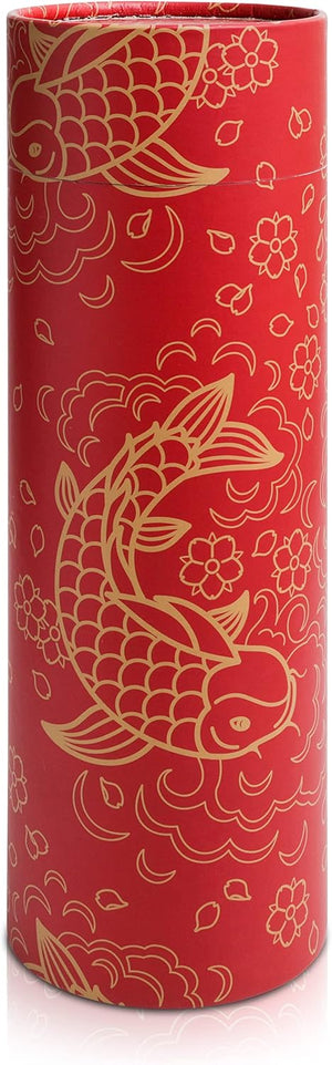 Scattering Tubes for Human Ashes - Cremation Urns for Burial, Travel, Transport Or Spreading Cremains - Cabin-Safe Red Memorial Container & Keepsake - Red Fish Design Large 14.8” x 5”