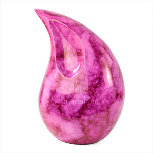 10" Teardrop Chiseled Aluminum Funeral Ashes Urn for Adults and Pets | Cremation Metal Storage with Lid