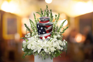 American Flag Cremation Urn for Ashes Adult Male - Beautifully Handcrafted Patriotic & Personalized Cremation Urns for Human Ashes Adult Man for Veteran or Patriot